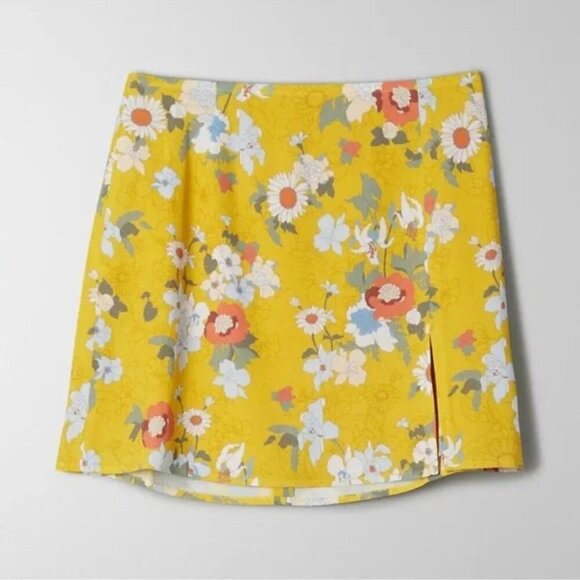 Aritzia Sunday Best Tatiana Skirt Yellow Floral Size 8 - Picture 8 of 8